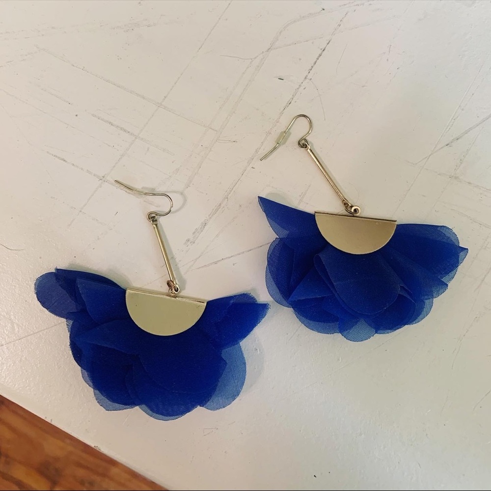 Beautiful gold + royal blue statement earrings